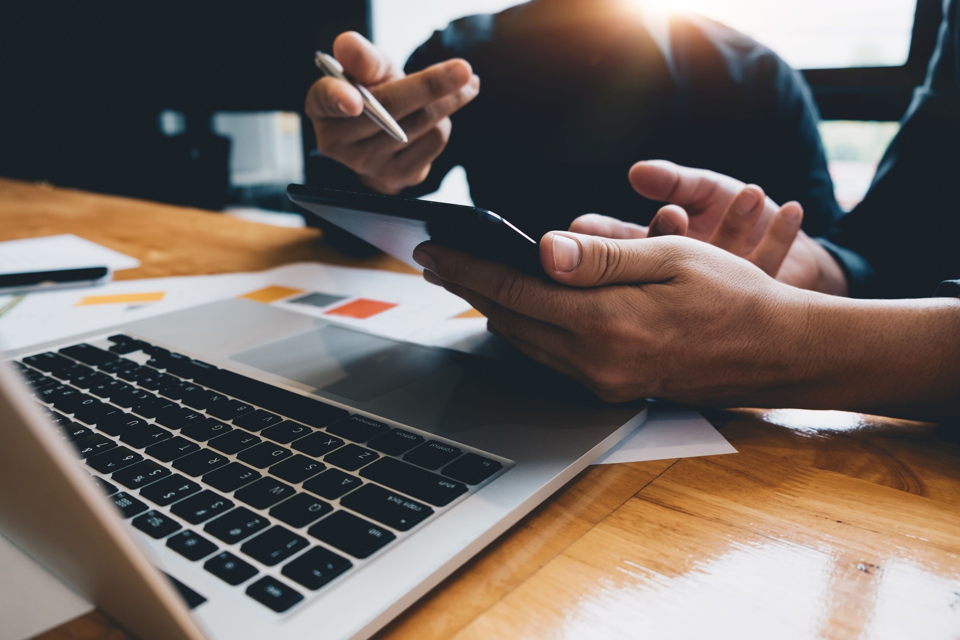 Close up of Business people meeting to discuss the analyse the results in the meeting room. Teamwork successful Meeting Workplace strategy Concept.